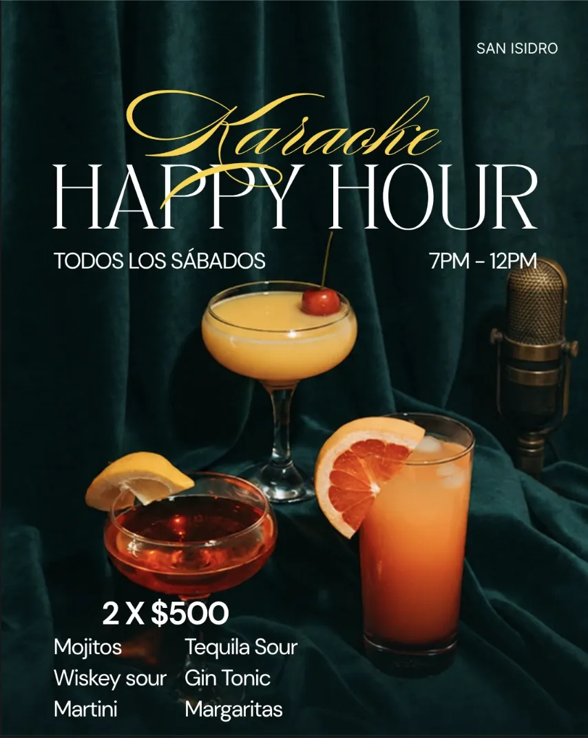 Karaoke y happy hour los sábados en San Isidro